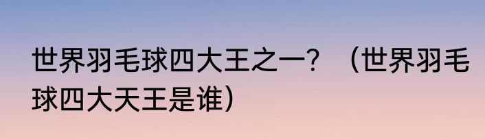 世界羽毛球四大王之一？（世界羽毛球四大天王是谁）