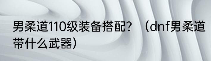 男柔道110级装备搭配？（dnf男柔道带什么武器）