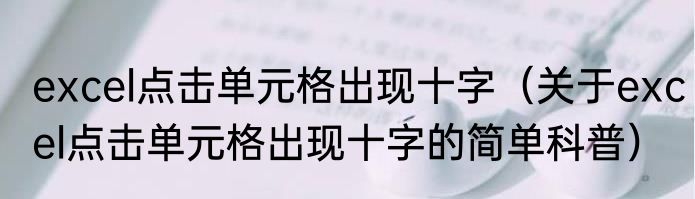 excel点击单元格出现十字（关于excel点击单元格出现十字的简单科普）