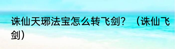 诛仙天琊法宝怎么转飞剑？（诛仙飞剑）