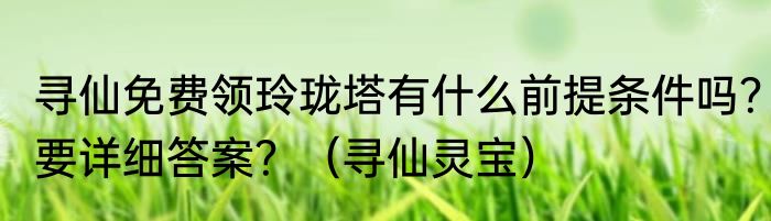 寻仙免费领玲珑塔有什么前提条件吗？要详细答案？（寻仙灵宝）
