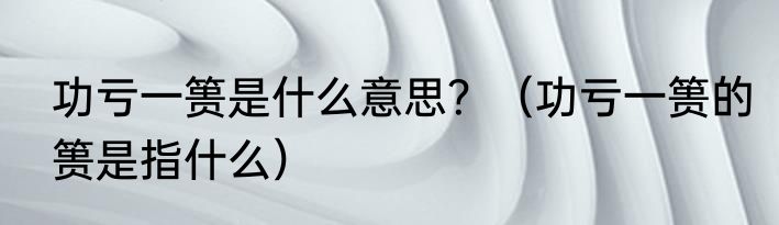 功亏一篑是什么意思？（功亏一篑的篑是指什么）