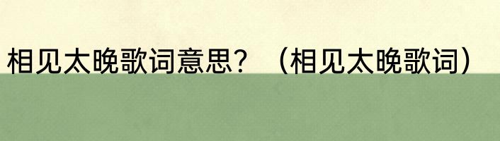 相见太晚歌词意思？（相见太晚歌词）