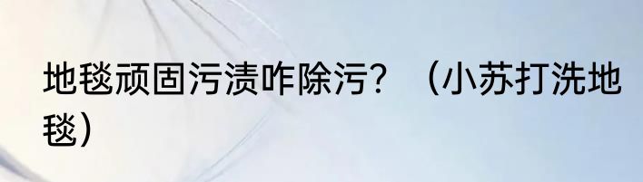 地毯顽固污渍咋除污？（小苏打洗地毯）