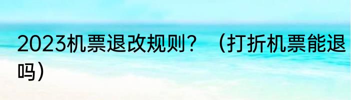 2023机票退改规则？（打折机票能退吗）