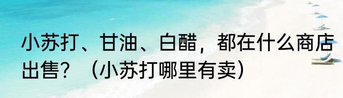 小苏打、甘油、白醋，都在什么商店出售？（小苏打哪里有卖）
