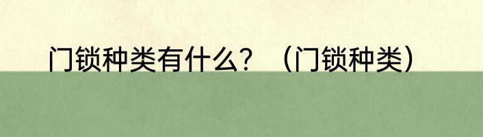 门锁种类有什么？（门锁种类）