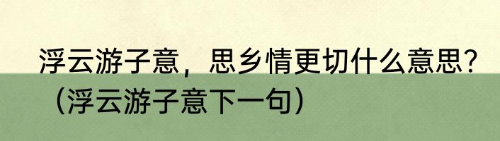 浮云游子意，思乡情更切什么意思？（浮云游子意下一句）