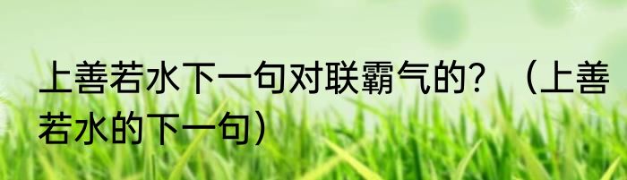 上善若水下一句对联霸气的？（上善若水的下一句）