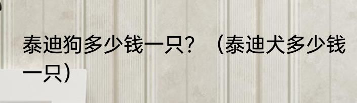 泰迪狗多少钱一只？（泰迪犬多少钱一只）