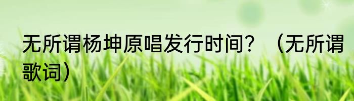 无所谓杨坤原唱发行时间？（无所谓歌词）