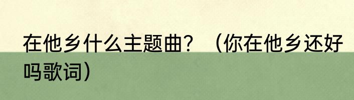 在他乡什么主题曲？（你在他乡还好吗歌词）