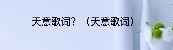 天意歌词？（天意歌词）