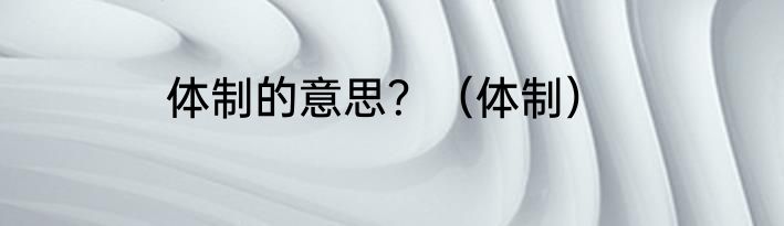 体制的意思？（体制）
