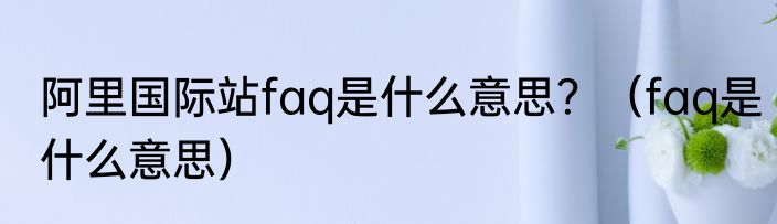 阿里国际站faq是什么意思？（faq是什么意思）