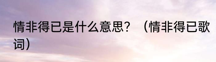 情非得已是什么意思？（情非得已歌词）