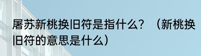 屠苏新桃换旧符是指什么？（新桃换旧符的意思是什么）