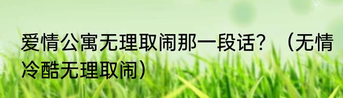 爱情公寓无理取闹那一段话？（无情冷酷无理取闹）