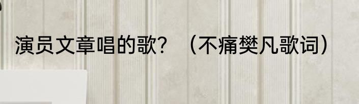 演员文章唱的歌？（不痛樊凡歌词）