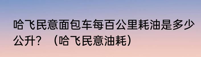 哈飞民意面包车每百公里耗油是多少公升？（哈飞民意油耗）