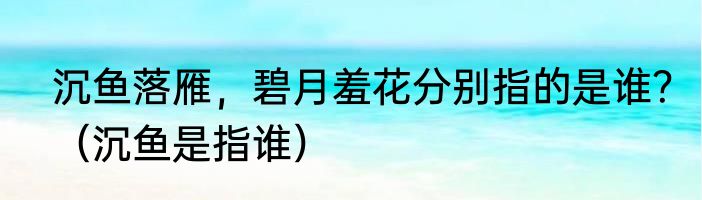 沉鱼落雁，碧月羞花分别指的是谁？（沉鱼是指谁）