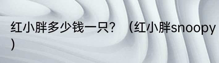 红小胖多少钱一只？（红小胖snoopy）