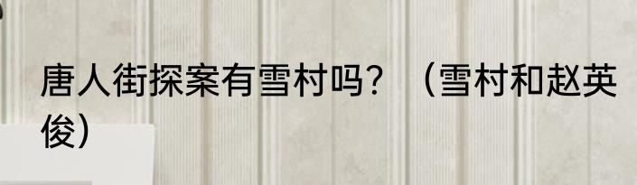 唐人街探案有雪村吗？（雪村和赵英俊）