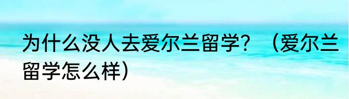为什么没人去爱尔兰留学？（爱尔兰留学怎么样）