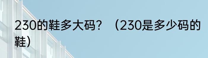 230的鞋多大码？（230是多少码的鞋）