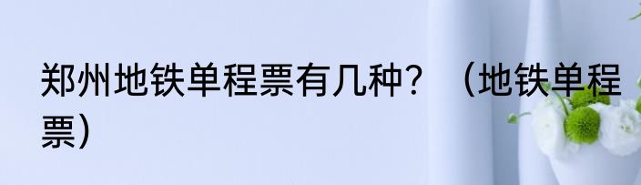 郑州地铁单程票有几种？（地铁单程票）
