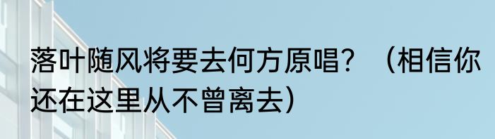 落叶随风将要去何方原唱？（相信你还在这里从不曾离去）