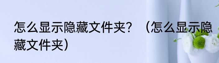 怎么显示隐藏文件夹？（怎么显示隐藏文件夹）