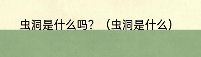 虫洞是什么吗？（虫洞是什么）