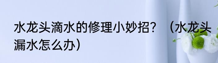 水龙头滴水的修理小妙招？（水龙头漏水怎么办）
