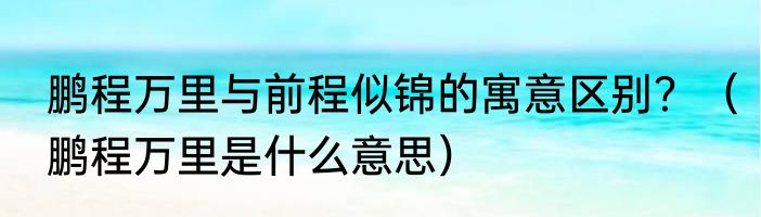 鹏程万里与前程似锦的寓意区别？（鹏程万里是什么意思）