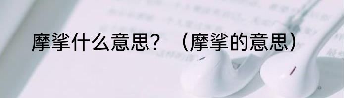 摩挲什么意思？（摩挲的意思）