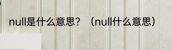 null是什么意思？（null什么意思）