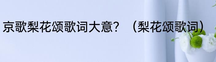 京歌梨花颂歌词大意？（梨花颂歌词）
