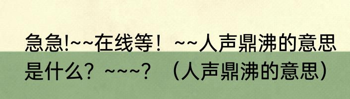 急急!~~在线等！~~人声鼎沸的意思是什么？~~~？（人声鼎沸的意思）