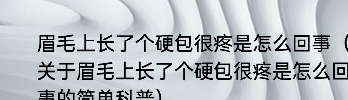 眉毛上长了个硬包很疼是怎么回事（关于眉毛上长了个硬包很疼是怎么回事的简单科普）