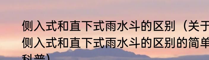 侧入式和直下式雨水斗的区别（关于侧入式和直下式雨水斗的区别的简单科普）