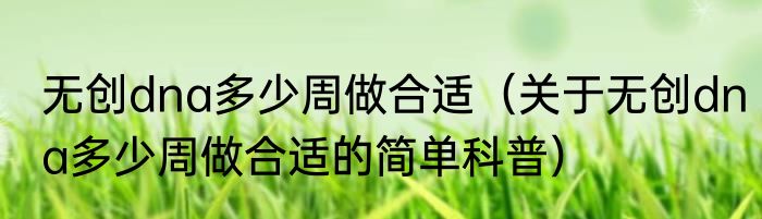 无创dna多少周做合适（关于无创dna多少周做合适的简单科普）