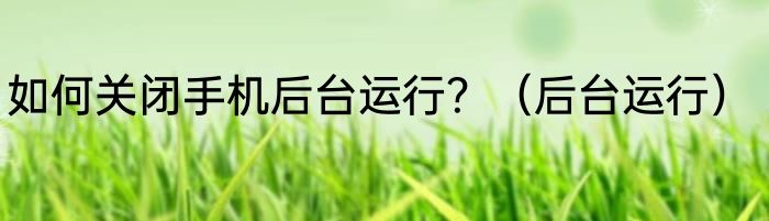 如何关闭手机后台运行？（后台运行）