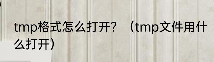 tmp格式怎么打开？（tmp文件用什么打开）