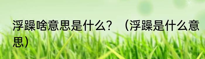 浮躁啥意思是什么？（浮躁是什么意思）