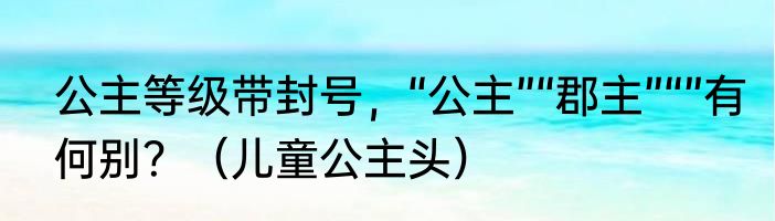公主等级带封号，“公主”“郡主”“”有何别？（儿童公主头）