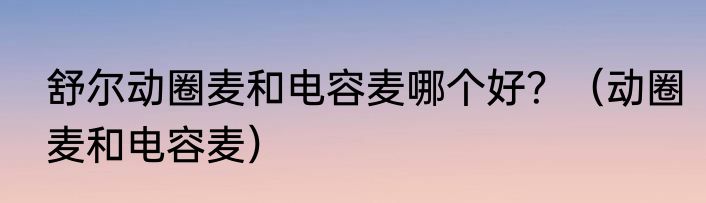 舒尔动圈麦和电容麦哪个好？（动圈麦和电容麦）