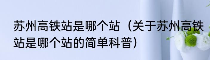 苏州高铁站是哪个站（关于苏州高铁站是哪个站的简单科普）