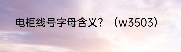 电柜线号字母含义？（w3503）