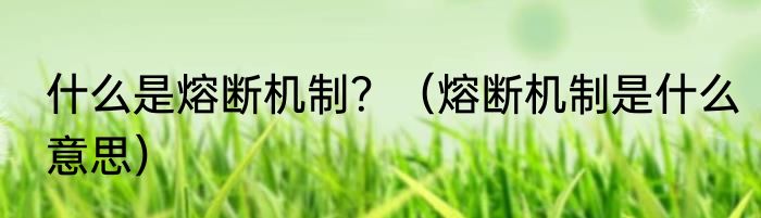 什么是熔断机制？（熔断机制是什么意思）